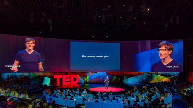 Philosopher Will MacAskill speaking at TED2018 on April 12, 2018 in Vancouver. Picture: Lawrence Sumulong/Getty Images