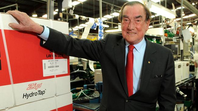 Company founder Michael Crouch seen at Zip Water’s Condell Park factory in 2012. Picture: Dan Himbrechts