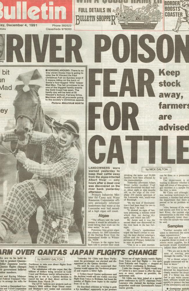 Gold Coast Bulletin 1991, December 4. Front page.