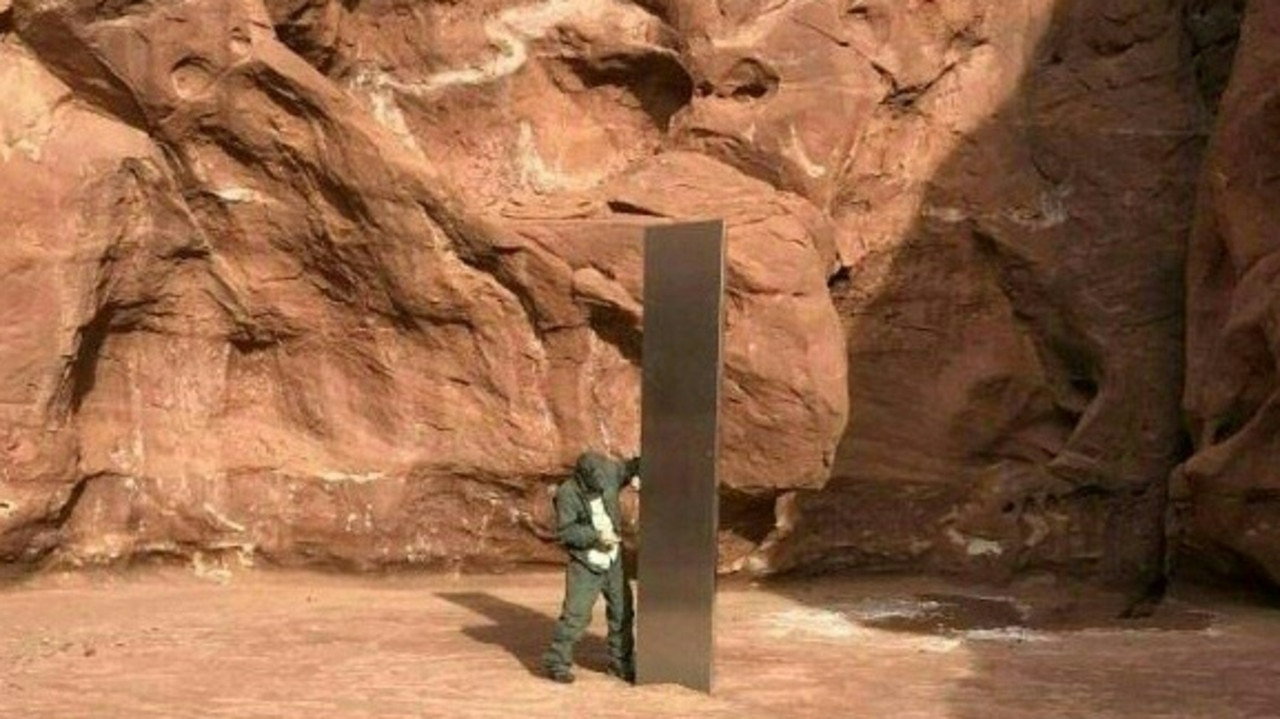 The mystery metal object is about twice as tall as an adult. Picture: Utah Department of Public Safety/AFP