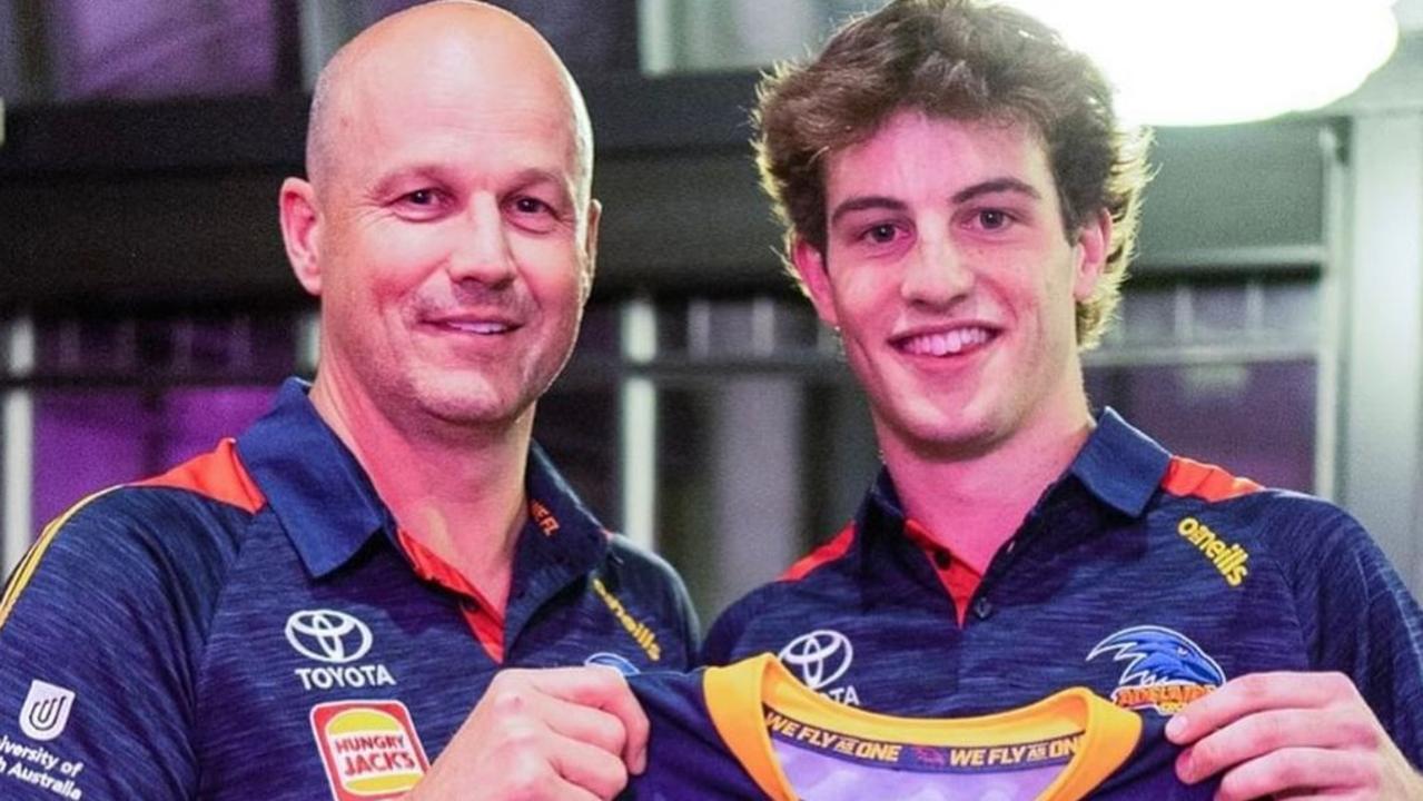 Crow Billy Dowling (right) isn't just clever on the field, with the 19-year-old studying law and commerce in his down time. Picture: Instagram