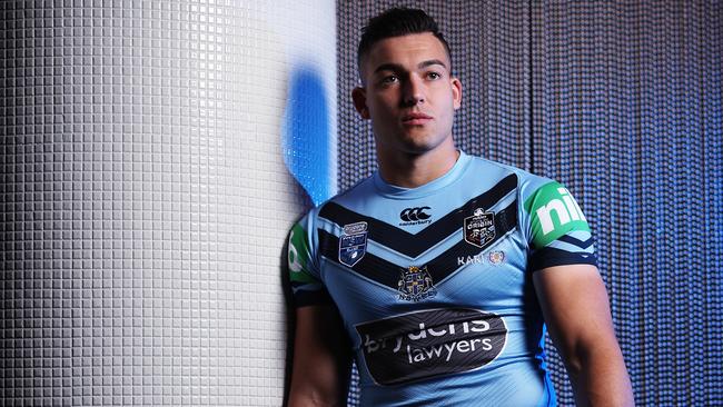 Nick Cotric made his State of Origin debut for NSW in one of the highlights of a rollercoaster 2019 season. Picture: Brett Costello