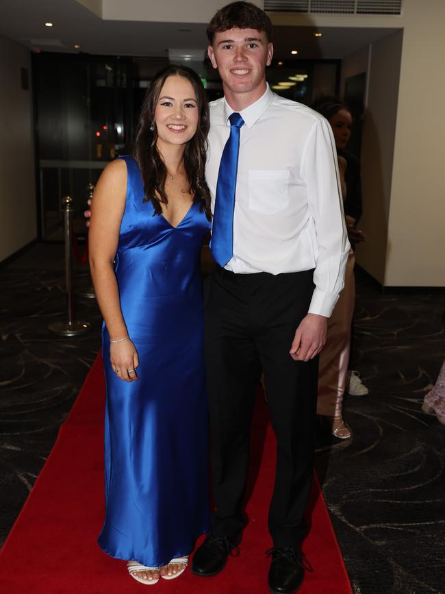 MELBOURNE, AUSTRALIA – JUNE 14 2024 Brooke Hunter and Kyson Cornwall attend the Lowanna College Senior Formal 2024 at the Moe Racing Club Picture: Brendan Beckett