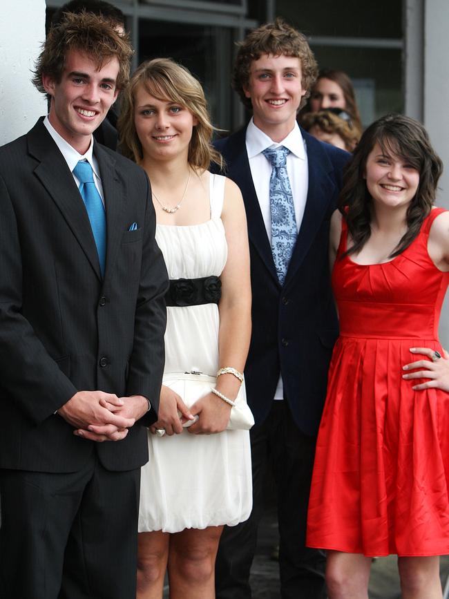 School leavers dinner (formal), Taroona High School , Hobart Function Centre, from left, Sam Rattray, Adelyn Ayton, Ben Fisher and Daisy Parsell
