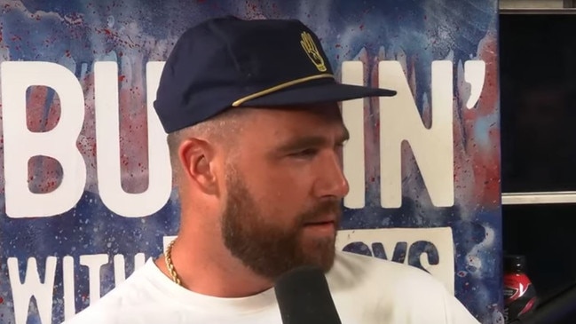 Travis Kelce revealed intimate details about his relationship with Taylor Swift while on the Bussin' With the Boys podcast. Picture: YouTube