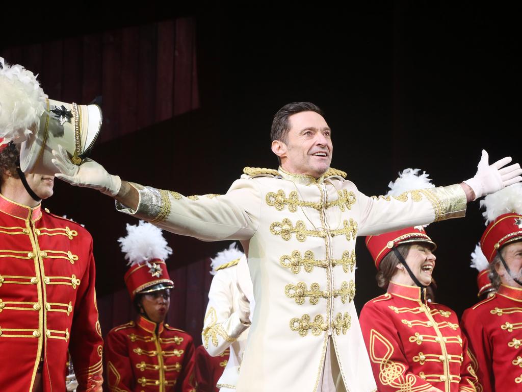 Hugh Jackman during his final curtain call for the hit revival of The Music Man on Broadway in 2023. Picture: Getty