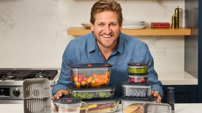 Curtis Stone with his new collectable range, which is available at Coles supermarkets. Picture: Andrea D’Agosto