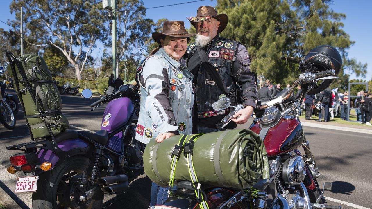 Ulyssus club members Michelle and Gene Walbank with their Honda Rebel and Harley-Davidson Lowrider on the Huggie Bear Memorial Toowoomba Blanket Run organised by Downs Motorcycle Sporting Club. Picture: Kevin Farmer