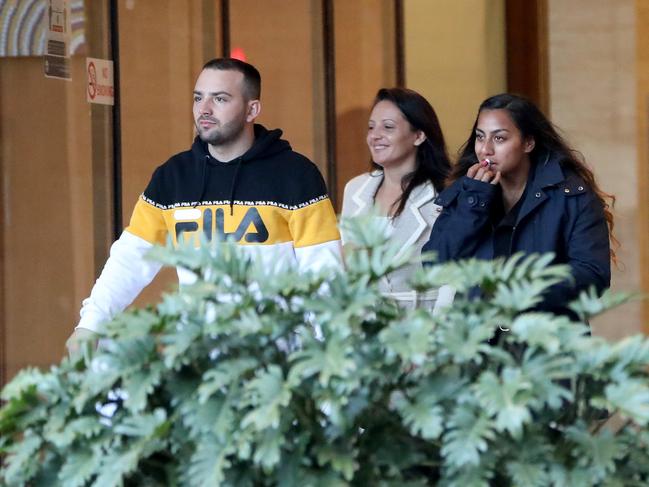 Kane Sapkovski (far left) leaving court last Friday. Picture: NCA NewsWire/Damian Shaw