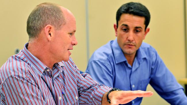 Then premier Campbell Newman and David Crisafulli in January 2014. Pictures: Wesley Monts