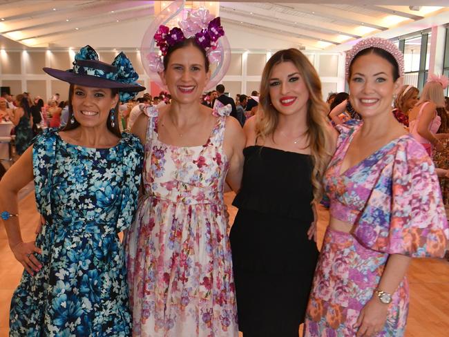 WEEKENDER Social photos for the Melbourne Cup function at The Ville. Marnie Davidson, Chelsea Burger, Darcie Thomas and Karen Russell. Picture: Evan Morgan