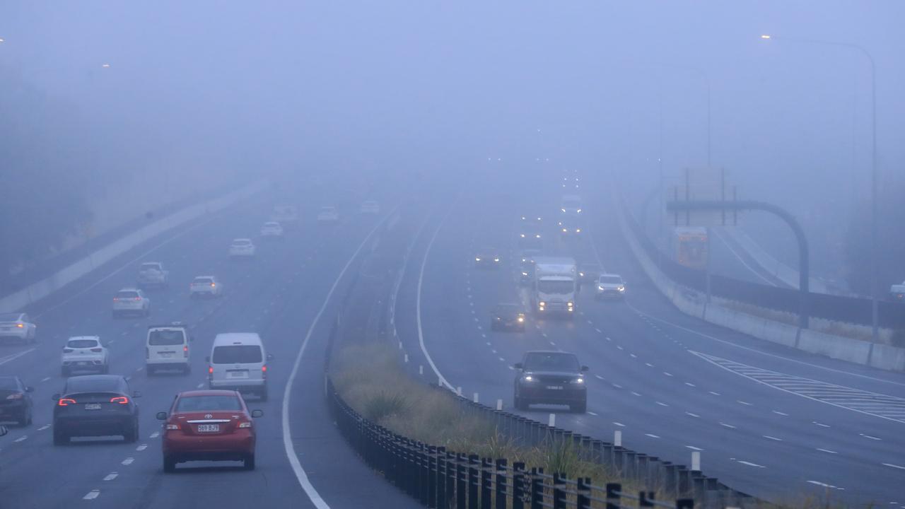 Heavy fog in Brisbane has caused delays and flights cancellations, having a knock on effect at other airports. Picture: NCA Newswire / Scott Powick