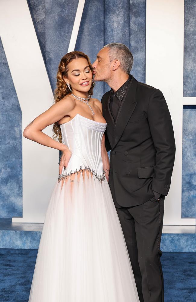 Rita Ora (wearing Weiderhoeft) and Taika Waititi (wearing Fendi) at the party together. Picture: Getty