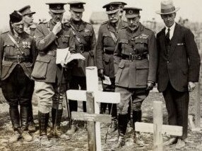 King George V (second from right) at Crouy British Cemetery, Crouy-sur-Somme, France, May 1922. Picture: Supplied