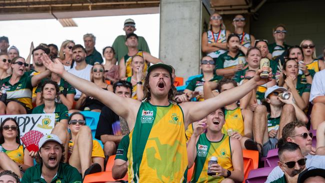 St Mary’s fans shot in the 2023-24 NTFL Women's Grand Final between PINT and St Mary's. Picture: Pema Tamang Pakhrin