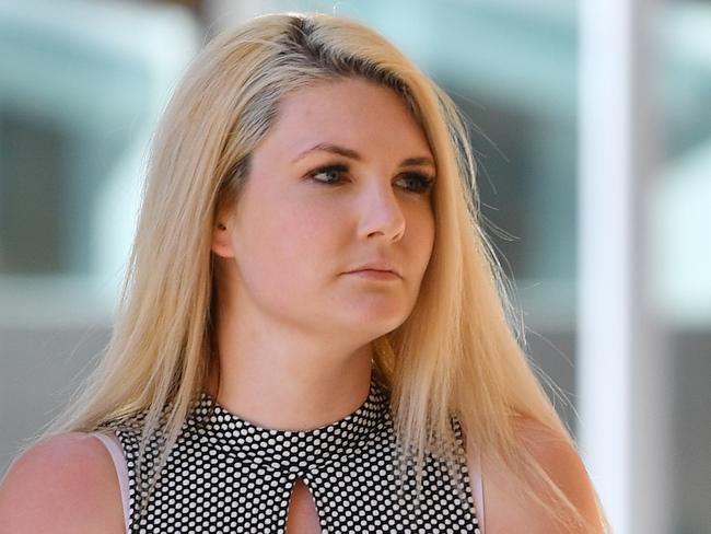 Krystal Graham is seen outside the Adelaide Magistrates Court in Adelaide, Thursday, October 3, 2019. (AAP Image/David Mariuz) NO ARCHIVING