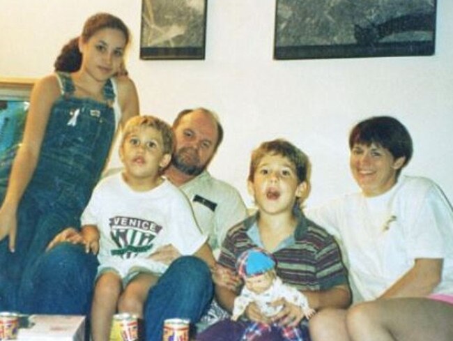 Meghan Markle (L) with her dad and family as a teenager. Picture: Supplied