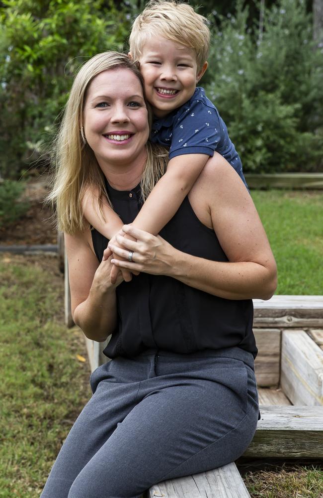 Dr Amy Heales and her son Owen. Picture: Mark Cranitch