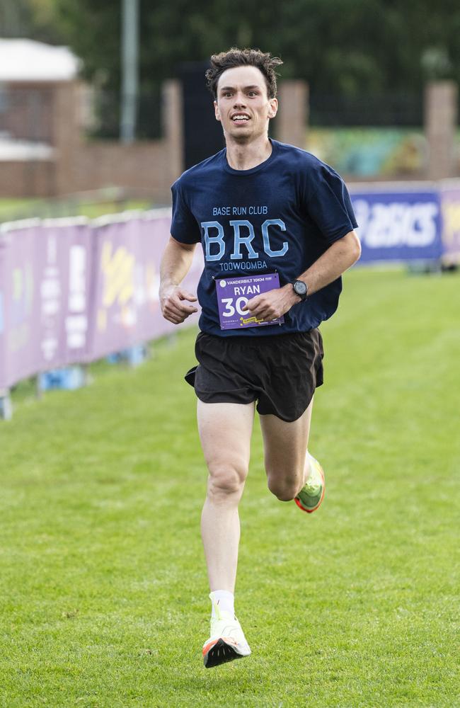 Ryan Hickey placed third in the 10km race of the Toowoomba Marathon event, Sunday, May 5, 2024. Picture: Kevin Farmer