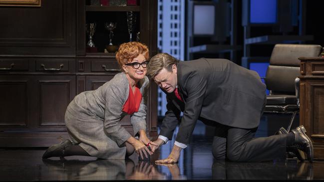 Theatre legends Caroline O'Connor and Eddie Perfect in a scene. Picture: David Hooley