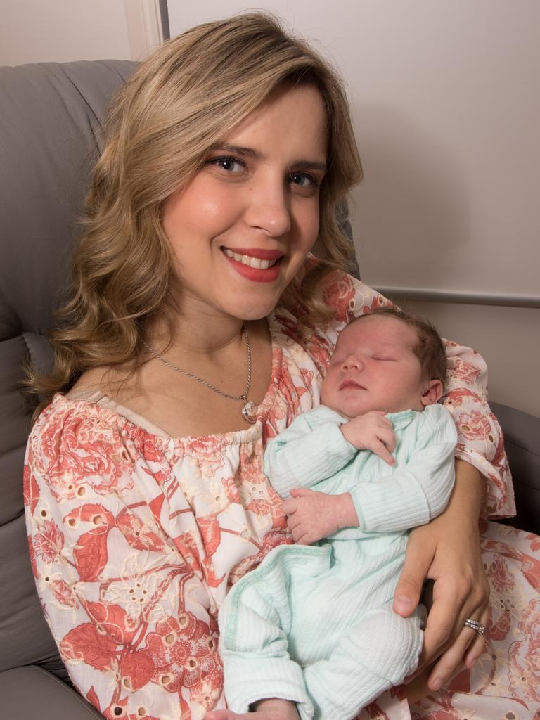 Rachael Leahcar with new baby Eli. Picture: Supplied