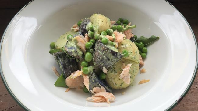 New potato salad with green goddess dressing and smoked rainbow trout at Felons Brewing Co, Brisbane