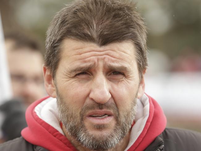 MPNFL Division 2: Langwarrin v Red Hill. Red Hill coach addressing players. Picture: Valeriu Campan