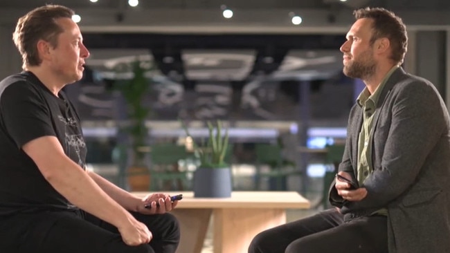 Elon Musk has sat down for a rare interview with the BBC’s technology correspondent James Clayton. Picture: BBC