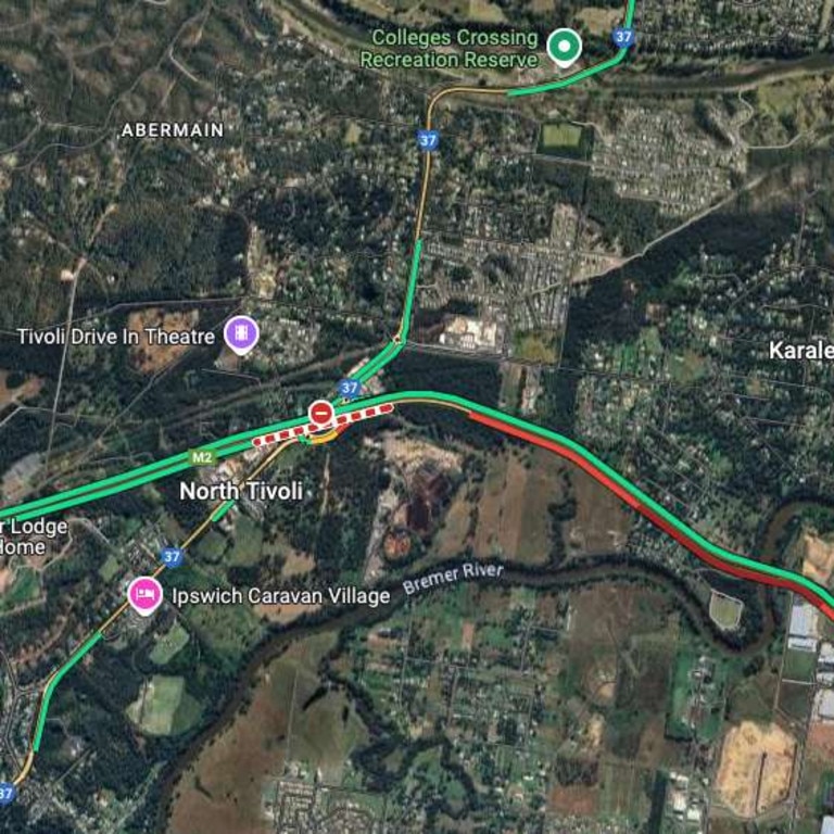 Traffic in and around the crash site on Friday night. Picture: Google Maps