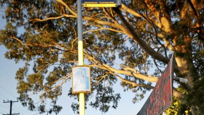 HOME-MADE CHAIR: A mysterious artist has created this seat made from a surfboard and snowboard at a Bilambil Heights bus stop, prompting Cr Reece Byrnes to consider the adequacy of bus shelters in the shire. Picture: Richard Mamando