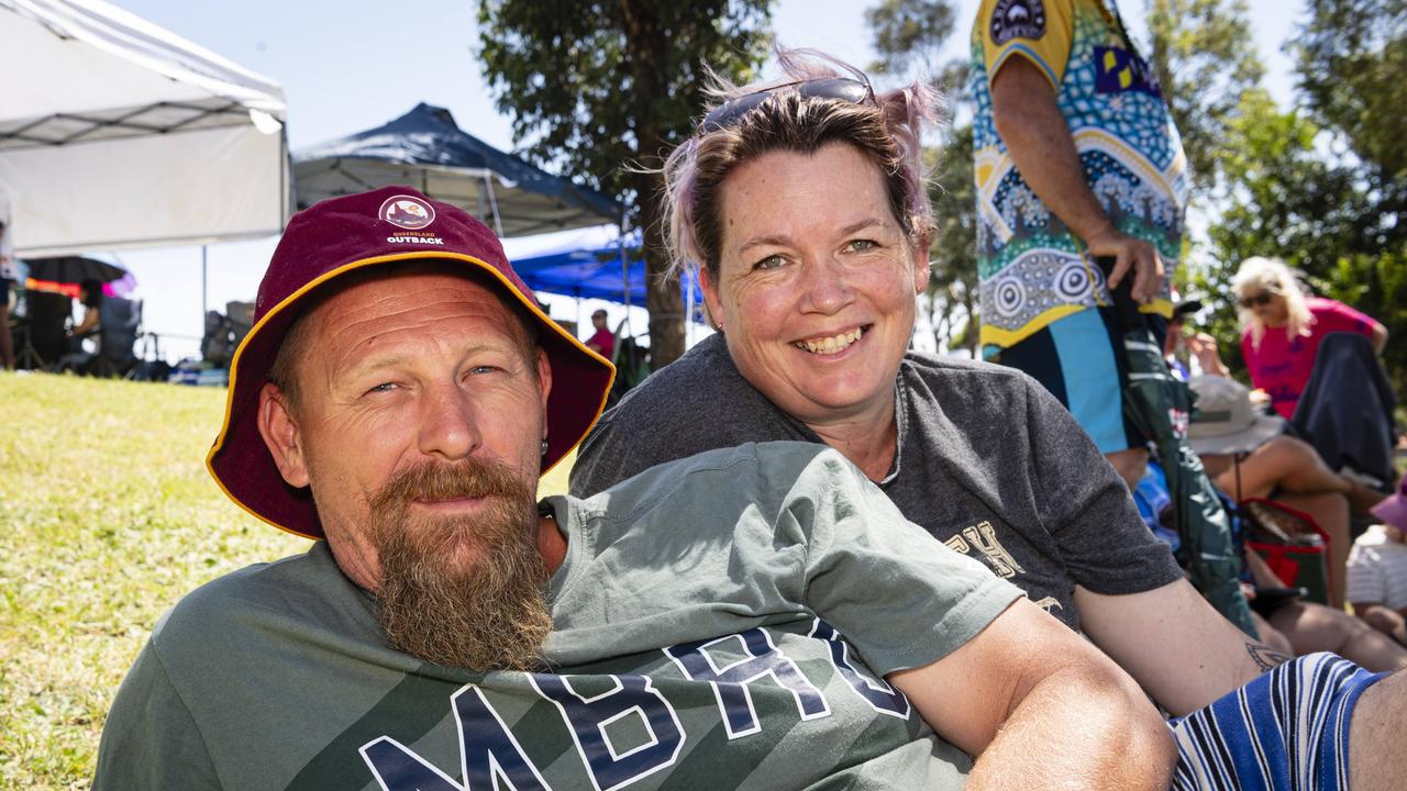 Tim and Kylie O'Toole watching their boys play at the Warriors Reconciliation Carnival at Jack Martin Centre, Saturday, January 25, 2025. Picture: Kevin Farmer