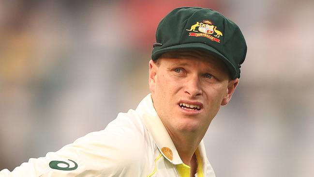 DELHI, INDIA - FEBRUARY 17: Matthew Kuhnemann of Australia looks on during day one of the Second Test match in the series between India and Australia at Arun Jaitley Stadium on February 17, 2023 in Delhi, India. (Photo by Robert Cianflone/Getty Images)