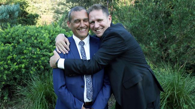 Craig Challen, left, and Richard Harris ahead of the award. Picture: Gary Ramage