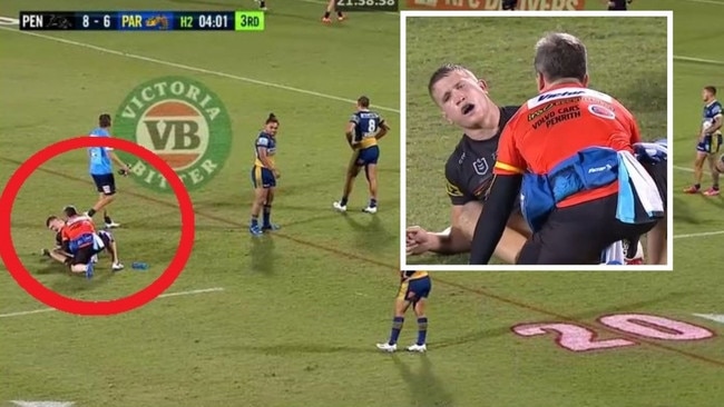 The stoppage has caused plenty of debate in the footy world. Photo: Fox Sports