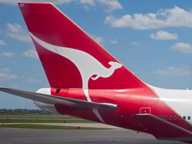 CFRBTR Qantas Logo on Aircraft Tail, Ministro Pistarini Airport, Buenos Aires, Argentinaescape november 1 2020doc holiday