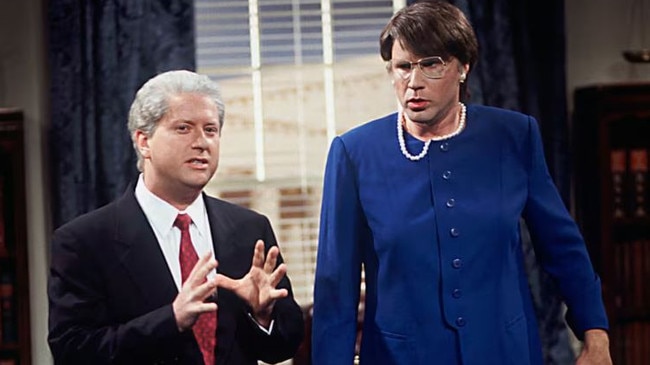 Will Ferrell (right) dressed up in drag as former US lawyer general Janet Reno on SNL. Picture: NBC