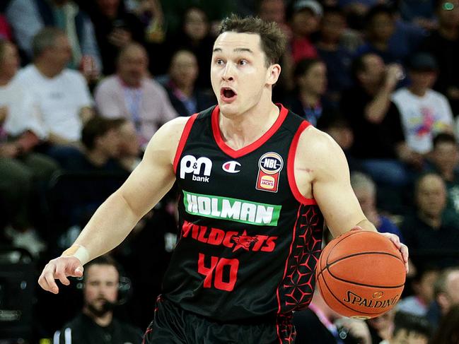 AUCKLAND, NEW ZEALAND - OCTOBER 19: Elijah Pepper of the Wildcats during the round five NBL match between New Zealand Breakers and Perth Wildcats at Spark Arena, on October 19, 2024, in Auckland, New Zealand. (Photo by Dave Rowland/Getty Images)