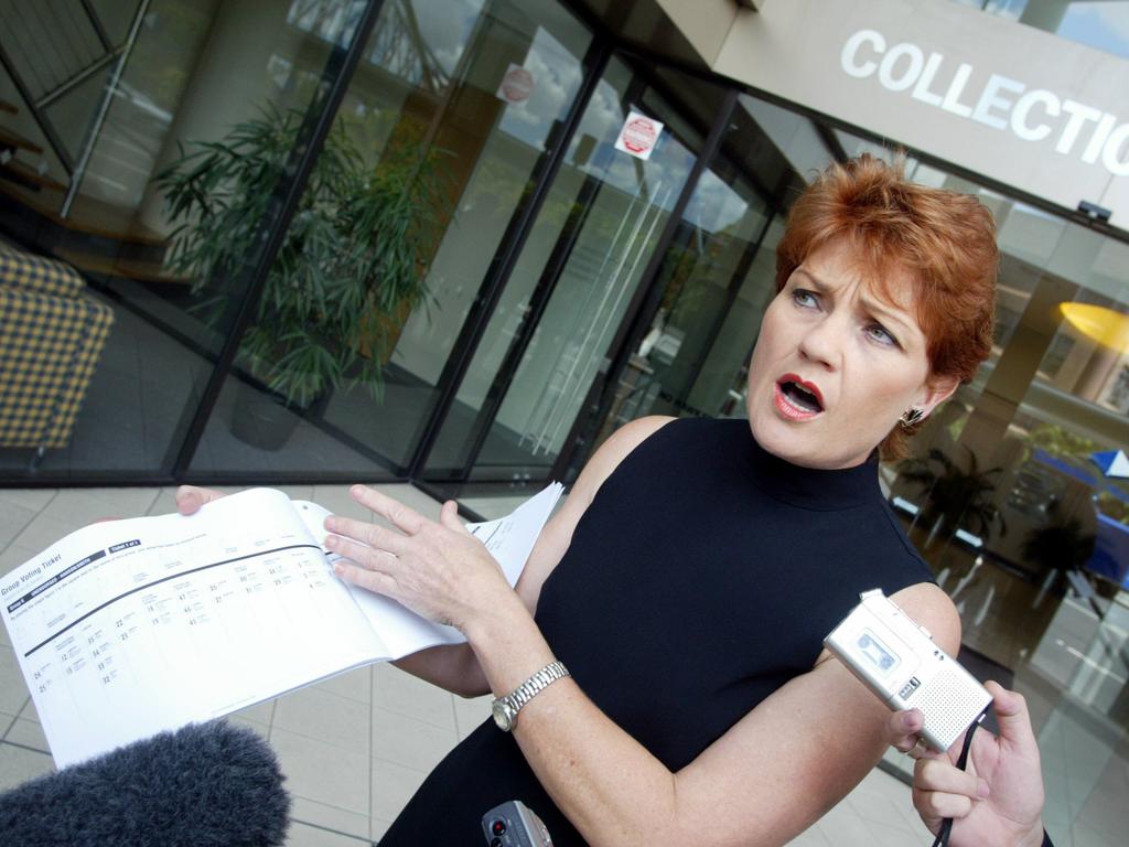 Pauline Hanson stood for a Senate seat as an independent at the 2004 Federal Election. Pictured here at the Electoral Commission in Brisbane. Photo: Peter Bull.