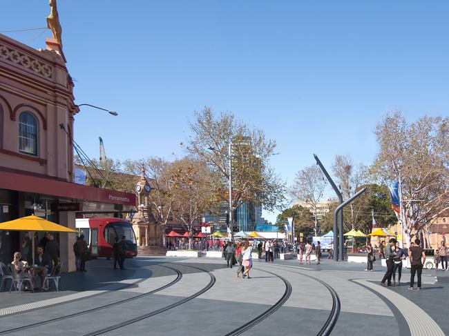 An artist impression of Centenary Square once light rail construction is complete by 2023.