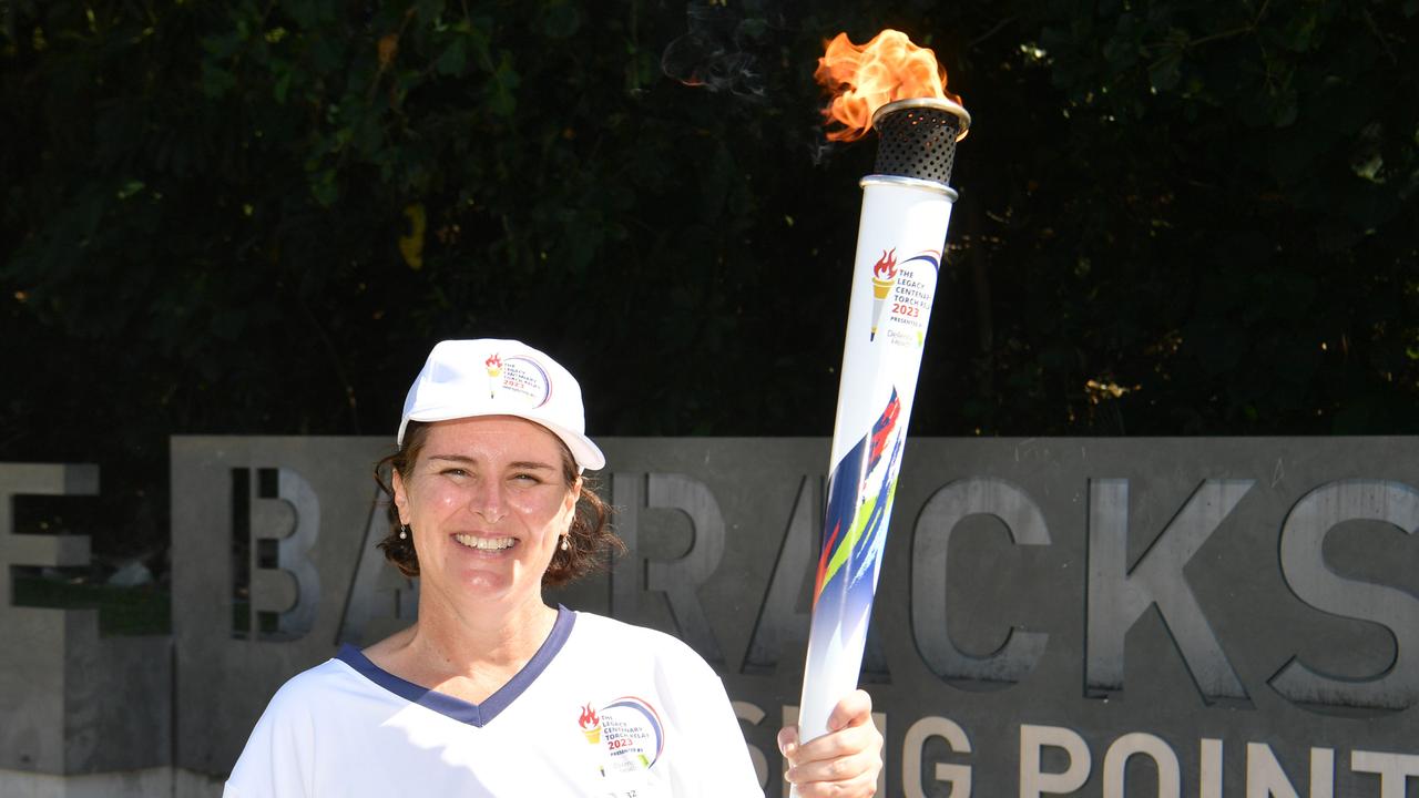 Legacy Centenary Torch Relay and community day at Jezzine Barracks. Torch bearer Melissa Bingley. Picture: Evan Morgan