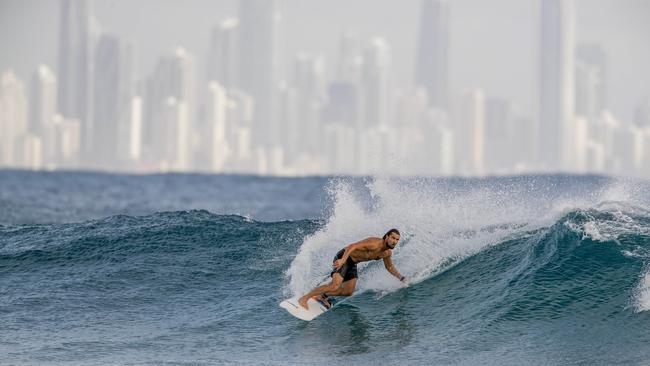 Surfers enjoying the larger than usual swell due to Tropical Cyclone Oma at Currumbin. Picture: Jerad Williams