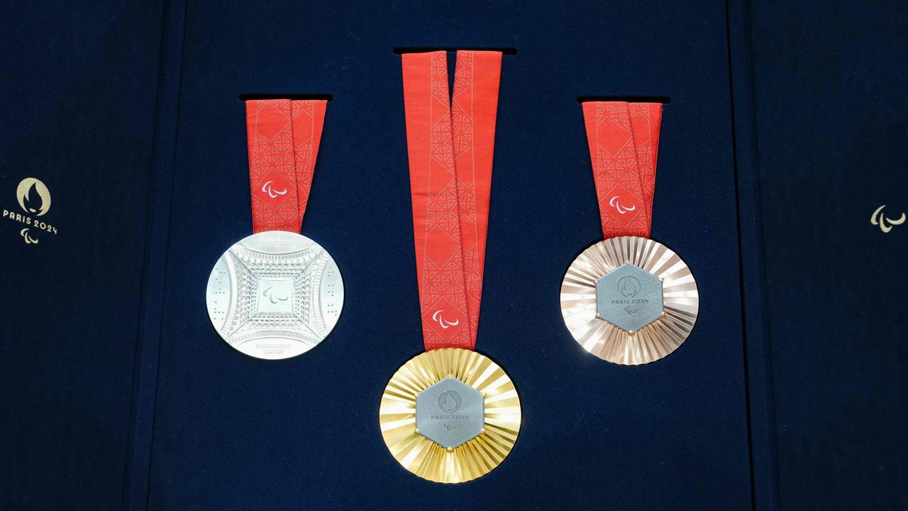 All the metal used in the Paris medals, which weigh around half a kilogram, has been recycled. Picture: AFP