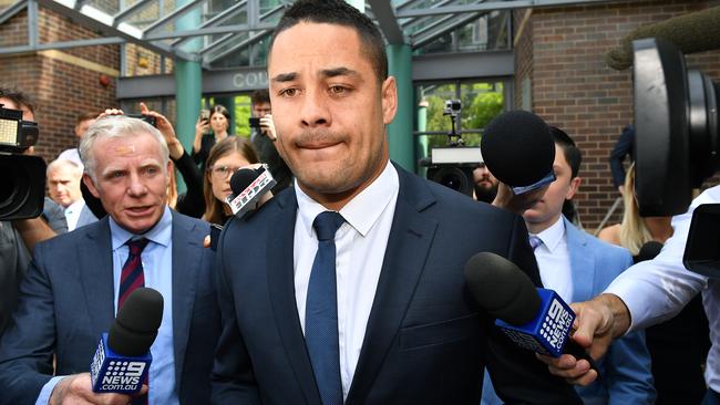 Jarryd Hayne joins the long list of NRL players in court for violence against women. (AAP Image/Joel Carrett)