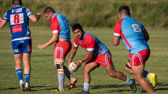 Action from the Rugby League Ipswich A-Grade match between Swifts and Brothers at Purga. Picture: Bruce Clayton