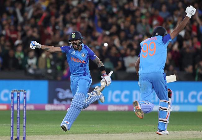 Virat Kohli (L) and Ravichandran Ashwin celebrate victory. Picture: AFP