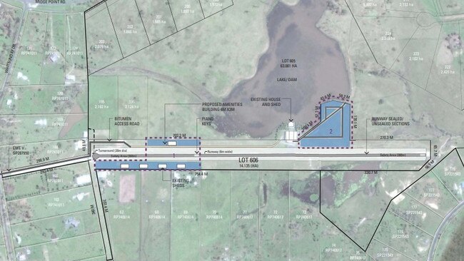Approved plans for the Whitsunday Park Estate at 61 Whitsunday Drive, Bloomsbury. Mr Poole said the now bitumen airstrip was used as an agricultural landing zone for more than 30 years. Picture: Cardno Limited.
