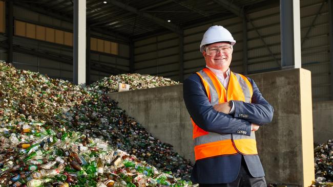 Orora chief executive Brian Lowe at the company's $25m recycling facility near Gawler. Picture: Andre Castellucci