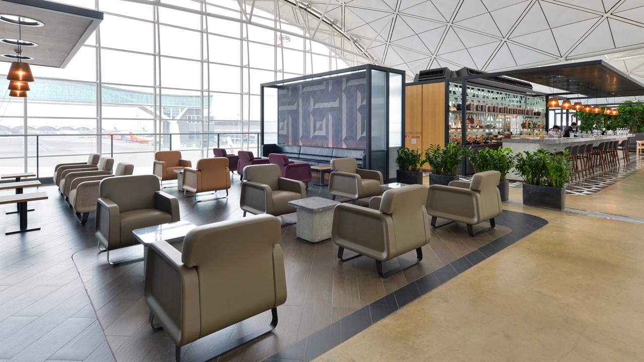 The Qantas Hong Kong International Lounge has reopened with a facelift. Picture: Qantas