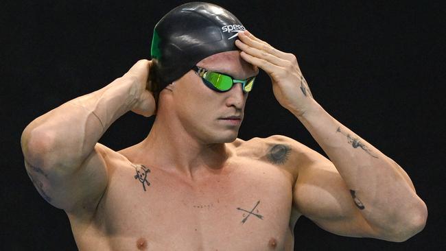 Australia’s Cody Simpson prepares for the men's 100 metre freestyle final.