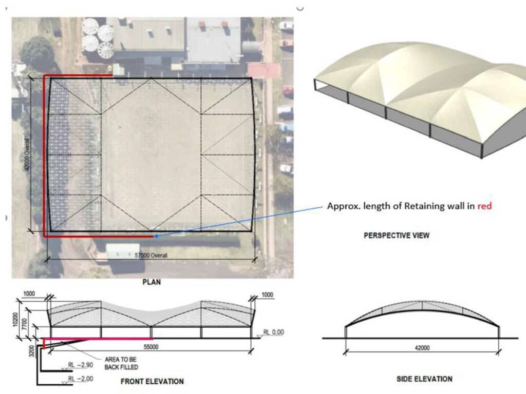 Plans for Club Toowoomba's 12-rink undercover lawn bowls green.